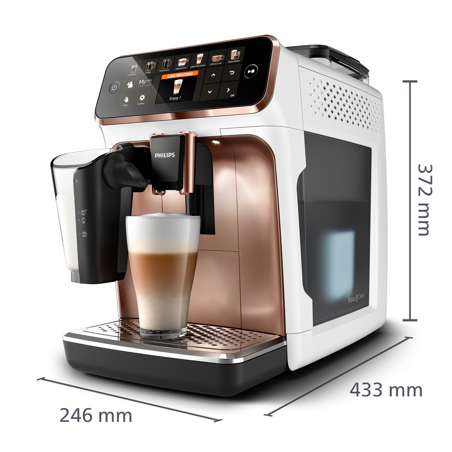 Kaffeevollautomat 5400 Series EP5443/70 LatteGo Milchsystem, AquaClean Filter, 12 Kaffeespezialitäten, 4 Benutzerprofilen - Weiß