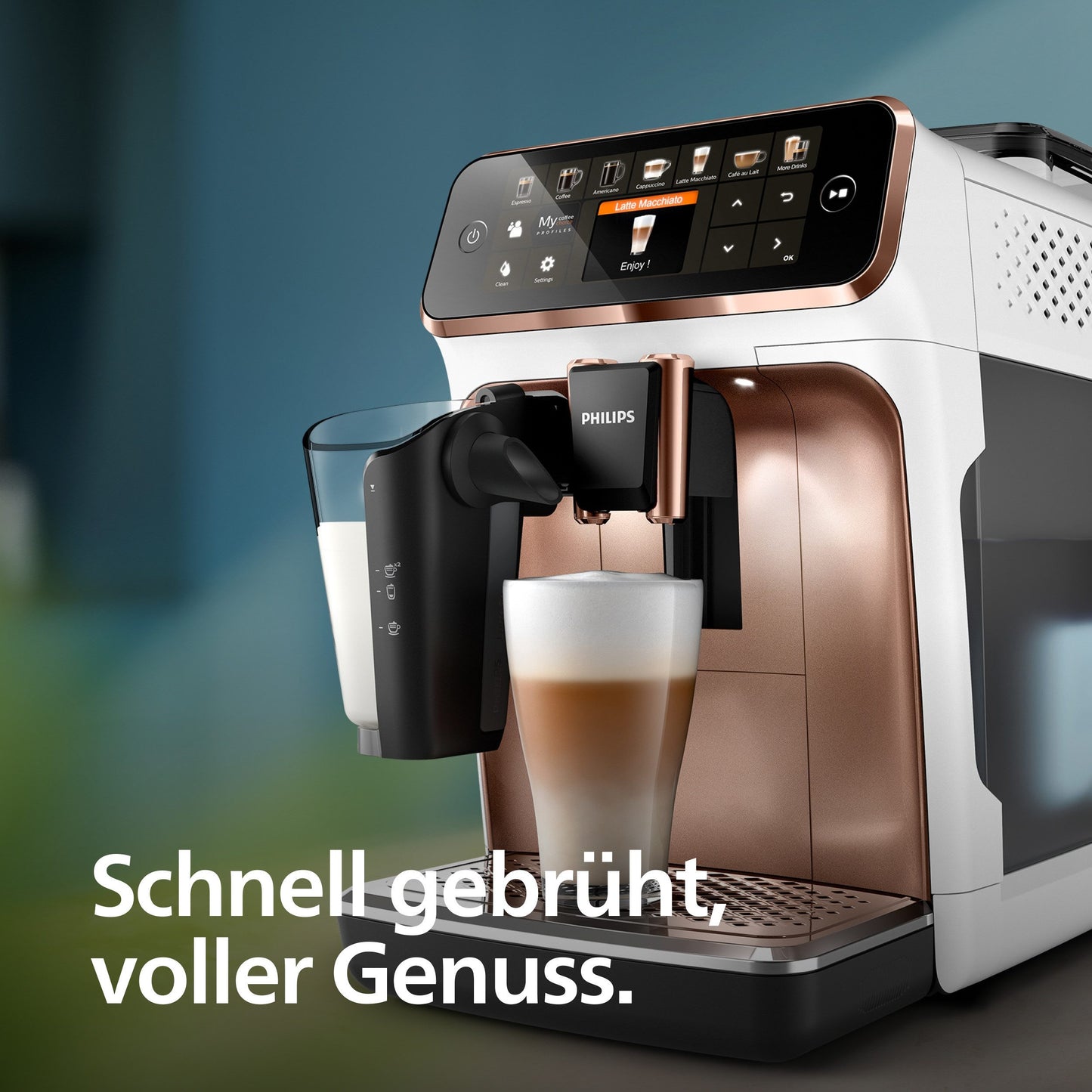 Kaffeevollautomat 5400 Series EP5443/70 LatteGo Milchsystem, AquaClean Filter, 12 Kaffeespezialitäten, 4 Benutzerprofilen - Weiß